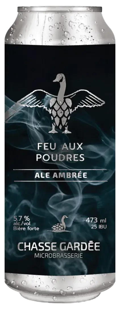 Can of Feu aux Poudres amber ale from La Chasse-Gardée