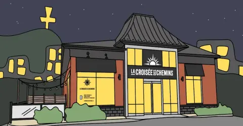 The front of La Croisée des chemins in Chambly