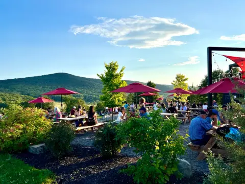 The farm terrace at La Ferme Brasserie Rurale