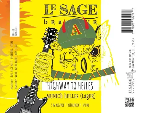 Can label for Le Sage Brasseur Highway to Helles Munich helles lager