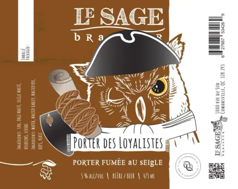 Can label for Le Sage Brasseur Porter des Loyalistes smoked rye porter