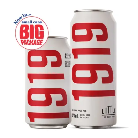 Cans of Little Brown Jug 1919 Belgian Pale Ale