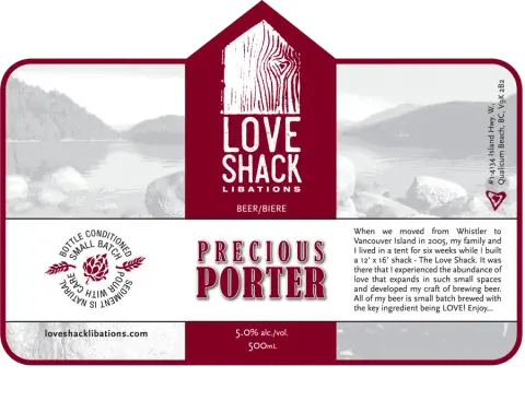 LoveShack Libations Precious Porter beer label