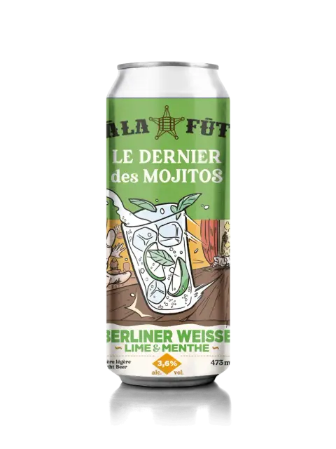 A can of À la Fût Le Dernier des Mojitos, a lime and mint Berliner weisse