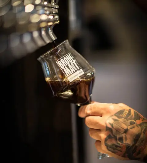 A Brouemalt glass filled at the tap