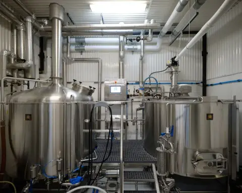 Inside the Micro du Lac brewery