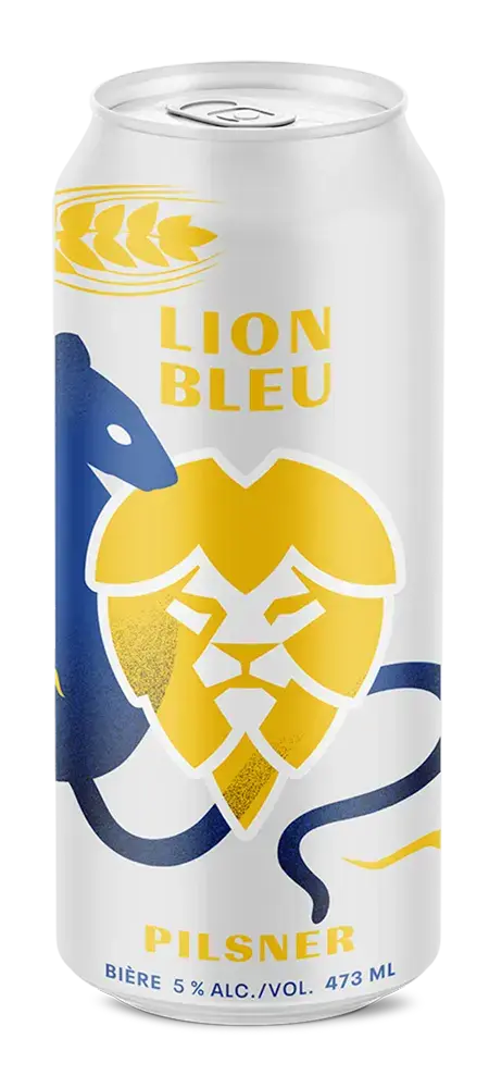 Can of Tchèque bin ça! pilsner from Lion Bleu