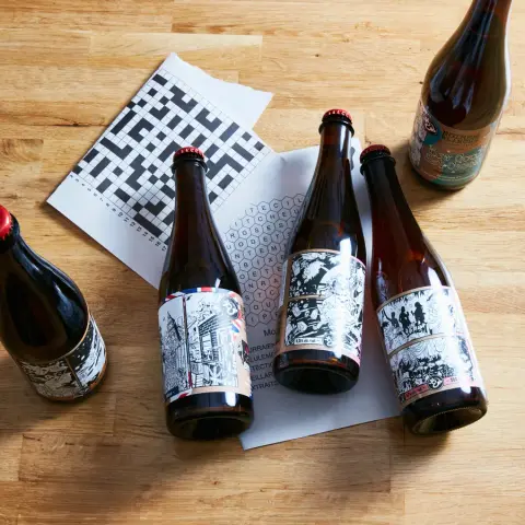 Noire et Blanche bottled beers with illustrated labels