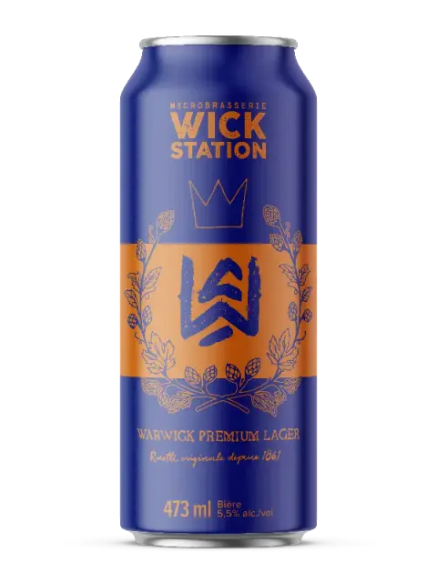 A can of Warwick Premium Lager from Wick Station
