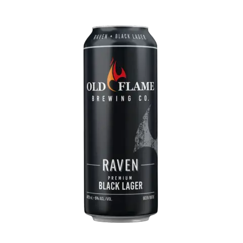 Old Flame Raven Black Lager can