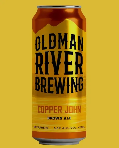 A can of Oldman River Copper John Brown Ale