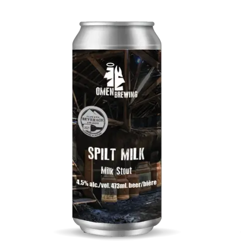 A can of Omen Brewing Spilt Milk milk stout