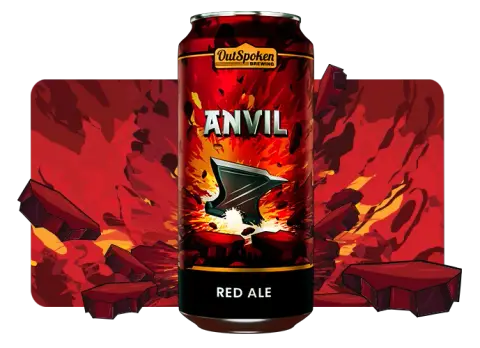 OutSpoken Anvil red ale can