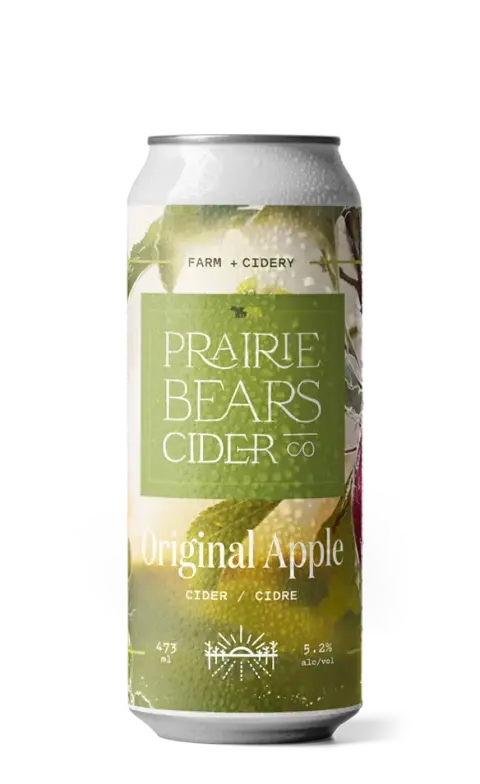 A 473 ml can of Prairie Bears Original Apple cider