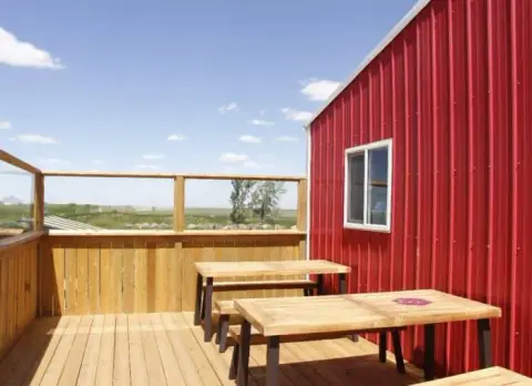The deck at Prairie Bee Meadery's winery near Caron