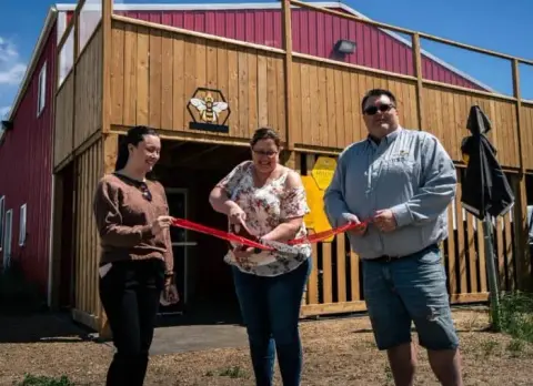 Outside the meadery on its grand opening day
