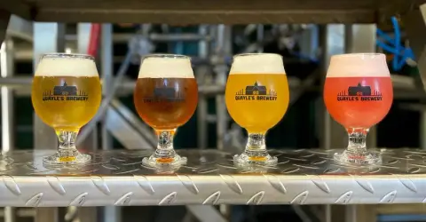 A tasting flight of Quayle's beers
