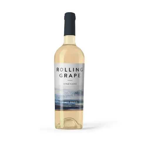 A bottle of Rolling Grape Pinot Grigio