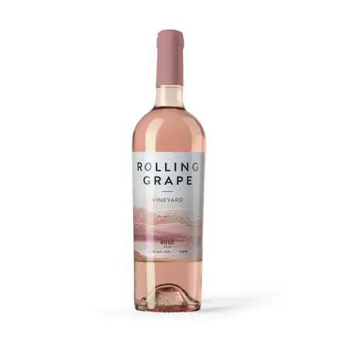A bottle of Rolling Grape Rosé