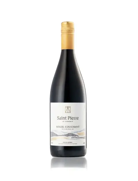 A bottle of Soleil Couchant red wine