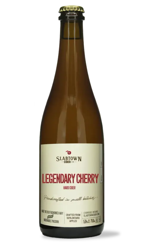 A bottle of Slabtown Legendary Cherry cider