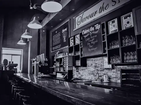 The Spirit Tree bar with its ciders-on-tap chalkboard