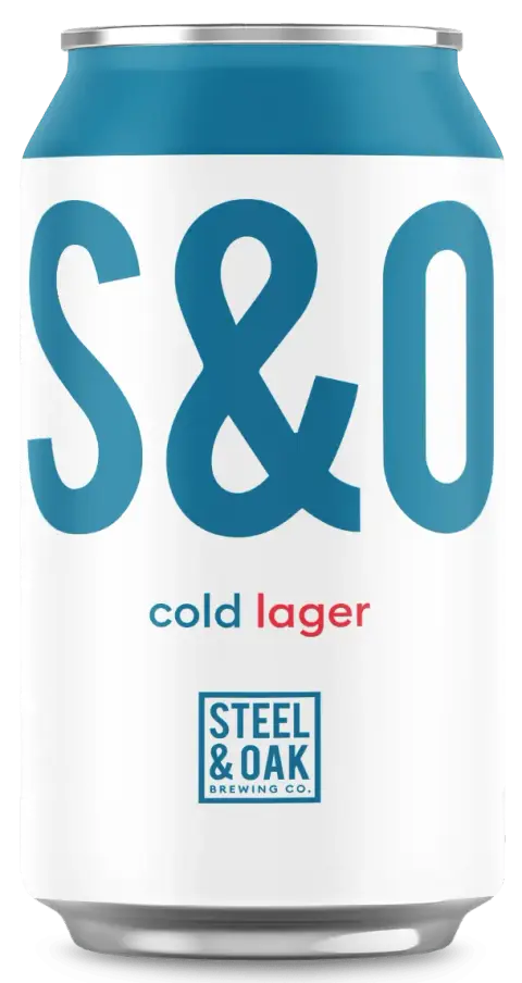 A can of Steel & Oak Cold Lager