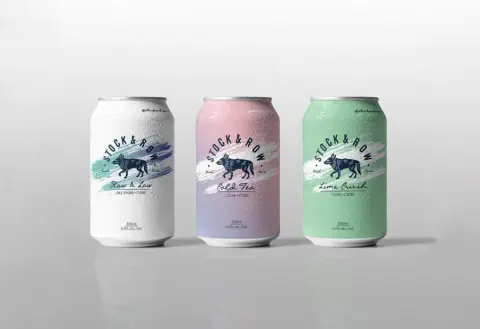 Cans of Stock & Row Slow & Low, Cold Tea and Lime Crush ciders