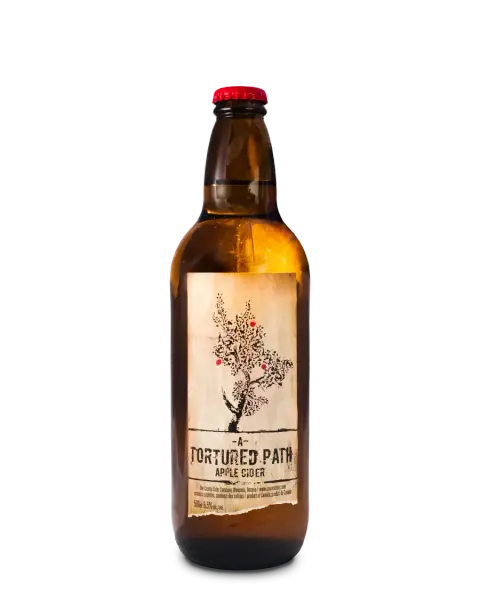 A bottle of Tortured Path cider