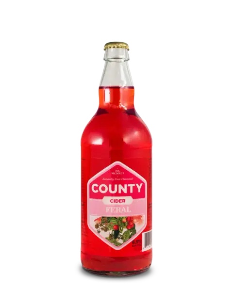 A bottle of County Feral cider