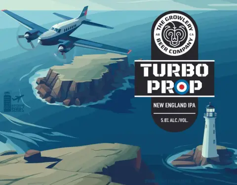 The Growlery Turbo Prop New England IPA can label