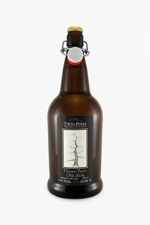 A 1 litre bottle of Hammer Bent Original dry cider
