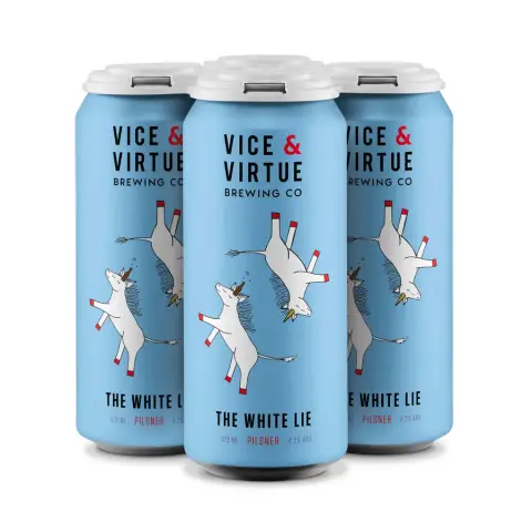 The White Lie pilsner 4-pack from Vice & Virtue Brewing