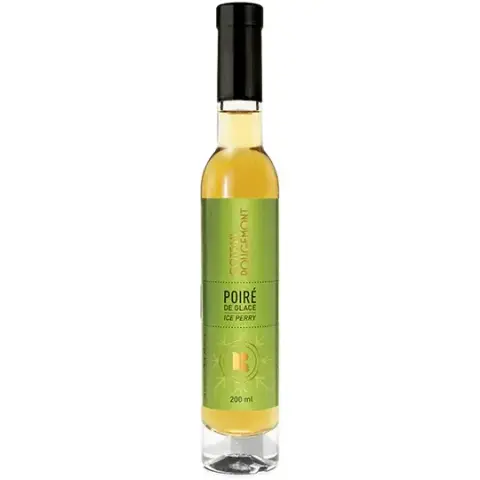 A 200 mL bottle of Coteau Rougemont Poiré de Glace ice perry