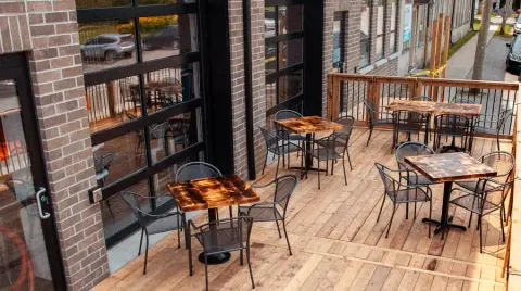 Wishbone Brewing patio in Waterford