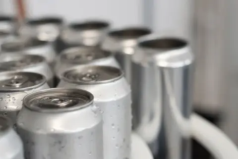Freshly filled cans at Wishbone Brewing