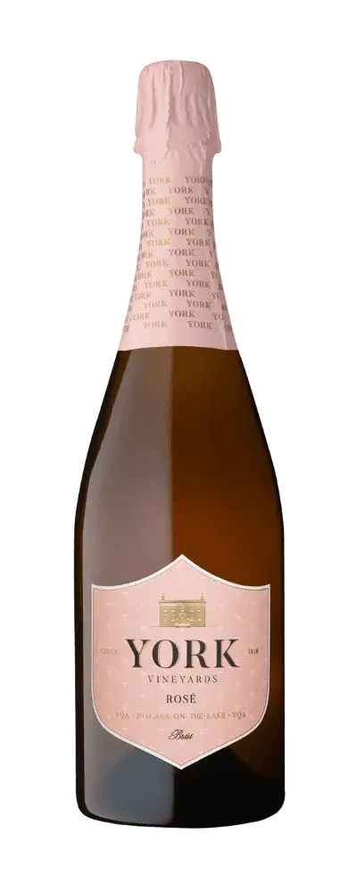York Vineyards Rosé sparkling wine bottle